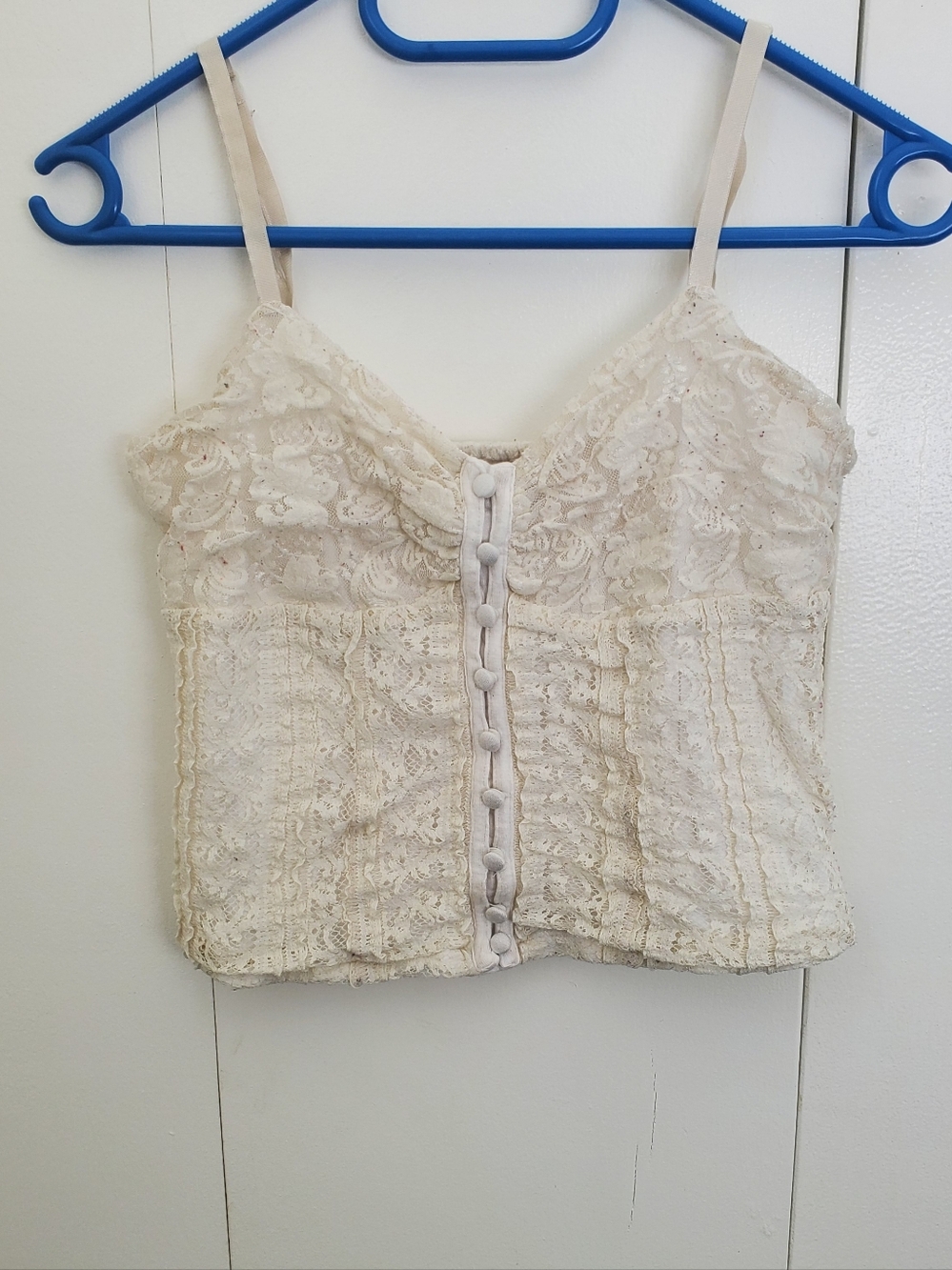 Lace Button-Front Cropped Cami Size S